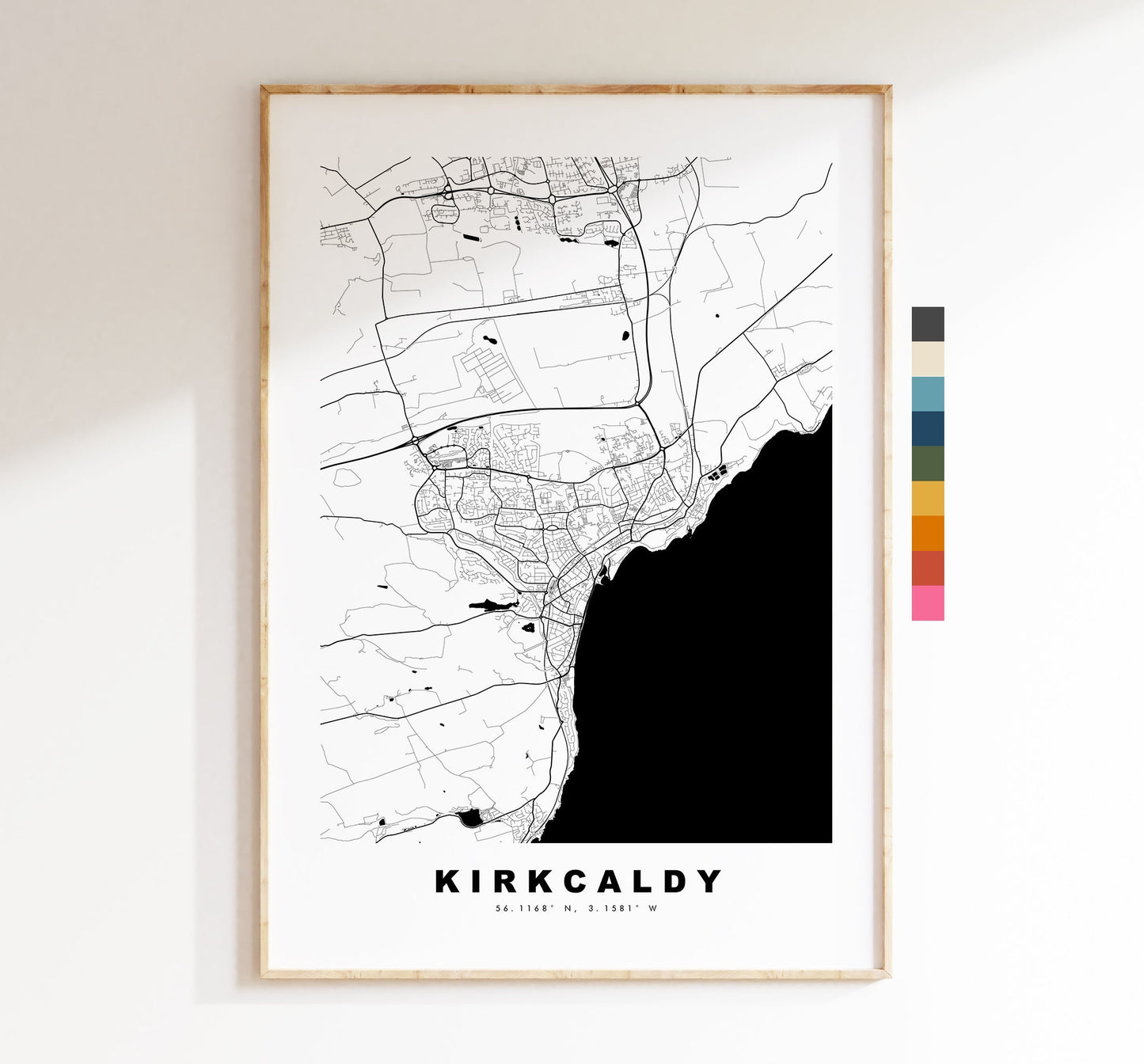 Kirkcaldy Map Print - Minimalist City Map Poster - Map Art - Scotland - Kirkcaldy Print - Kirkcaldy Poster - Different Colours Available