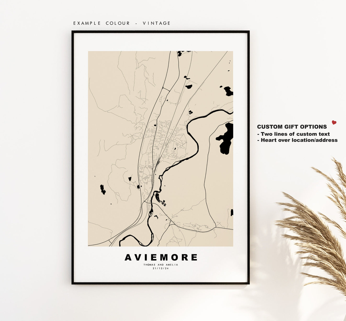 Aviemore Map Print - Minimalist City Map Poster - Map Wall Art - Scotland - Aviemore Print - Aviemore Poster - Different Colours Available