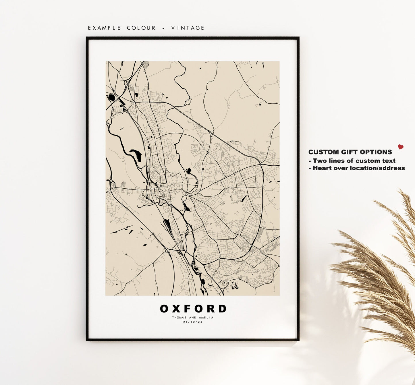 Oxford Map Print - Minimalist City Map Poster - Map Art - UK - Oxford Print - Oxford Poster - Different Colours Available