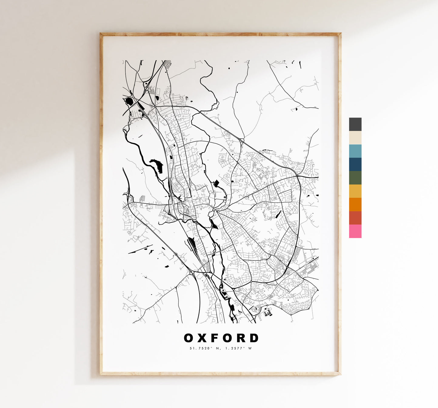 Oxford Map Print - Minimalist City Map Poster - Map Art - UK - Oxford Print - Oxford Poster - Different Colours Available