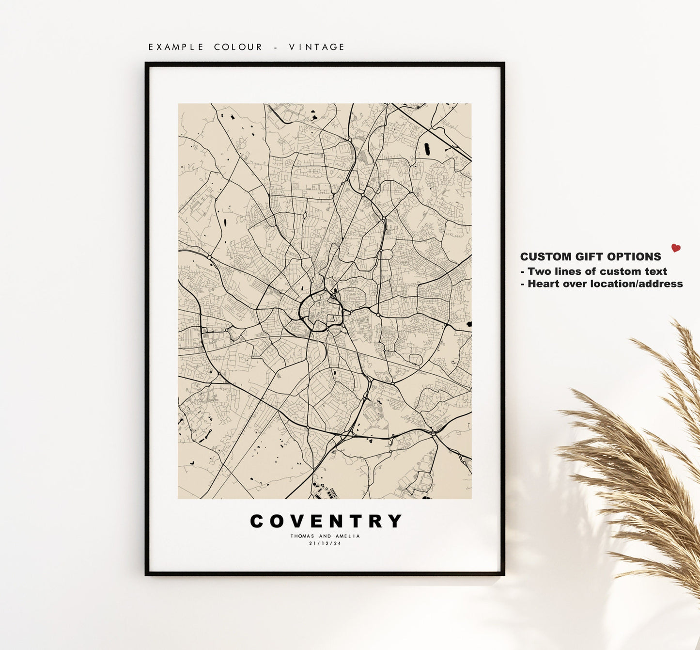 Coventry Map Print - Minimalist City Map Poster - Map Art - UK - Coventry Print - Coventry Poster - Different Colours Available