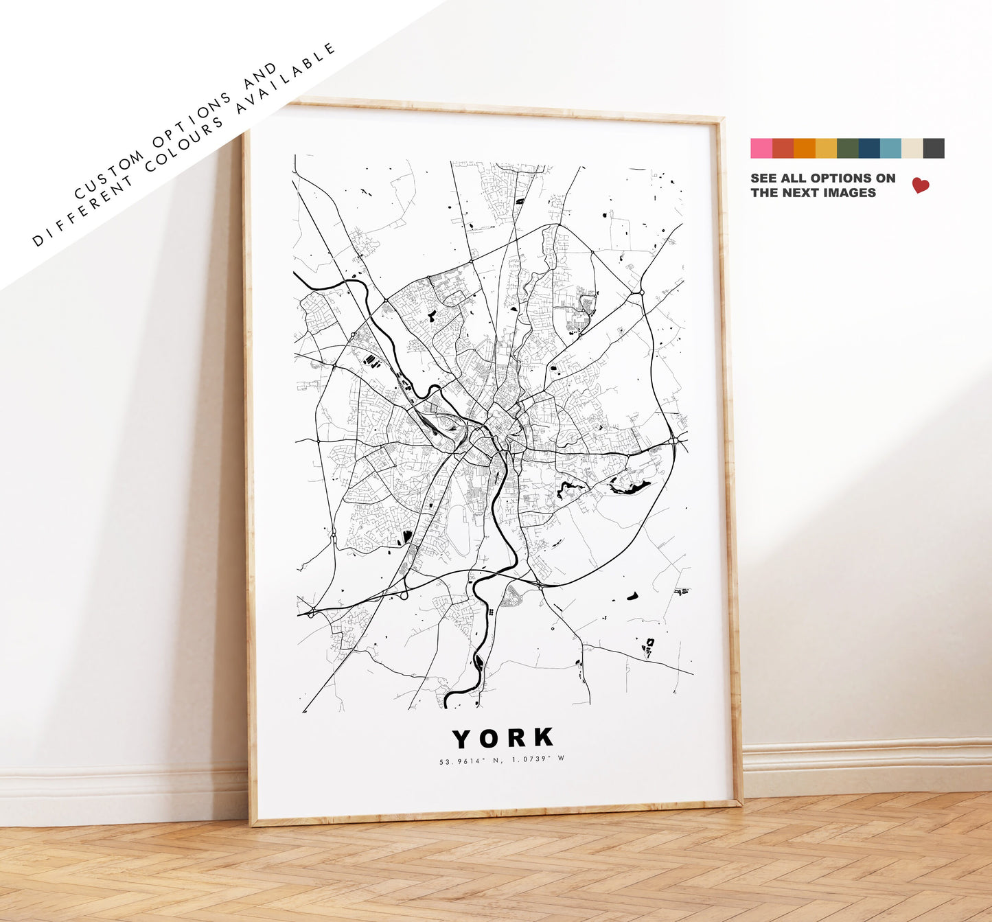 York Map Print - Minimalist City Map Poster - Map Art - UK - York Print - York Poster - Different Colours Available