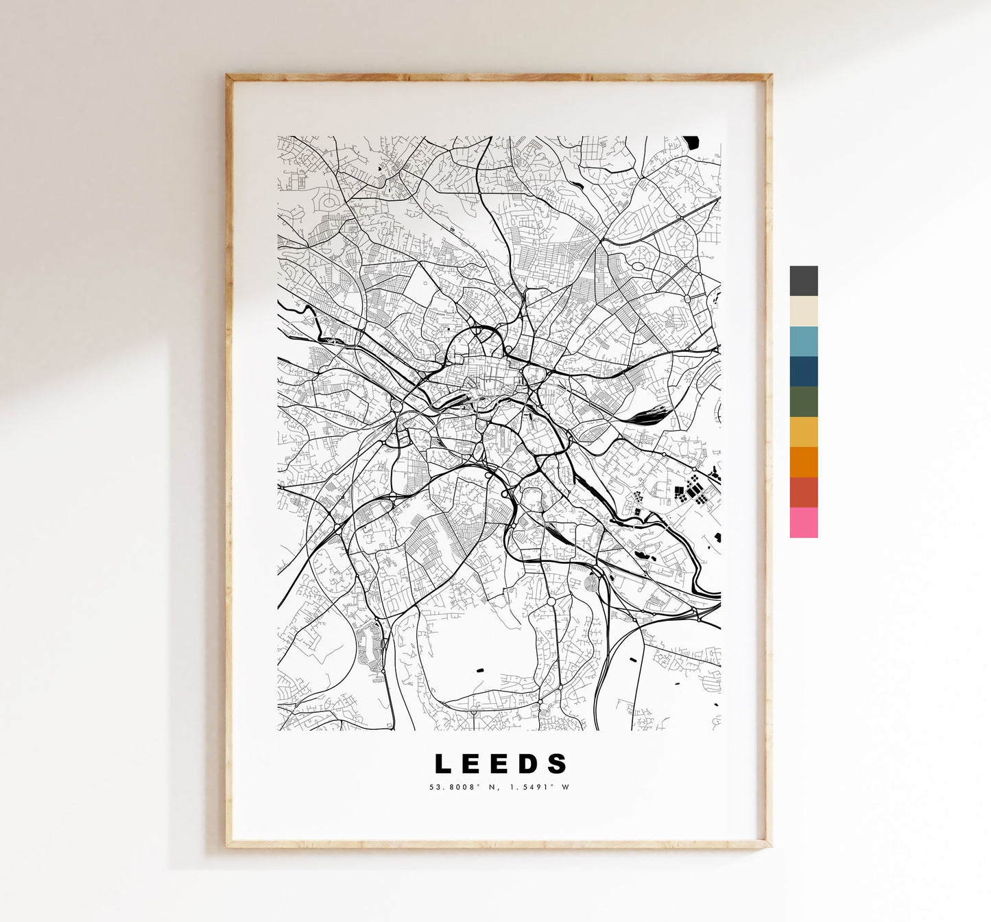 Leeds Map Print - Minimalist City Map Poster - Map Art - UK - Leeds Print - Leeds Poster - Different Colours Available