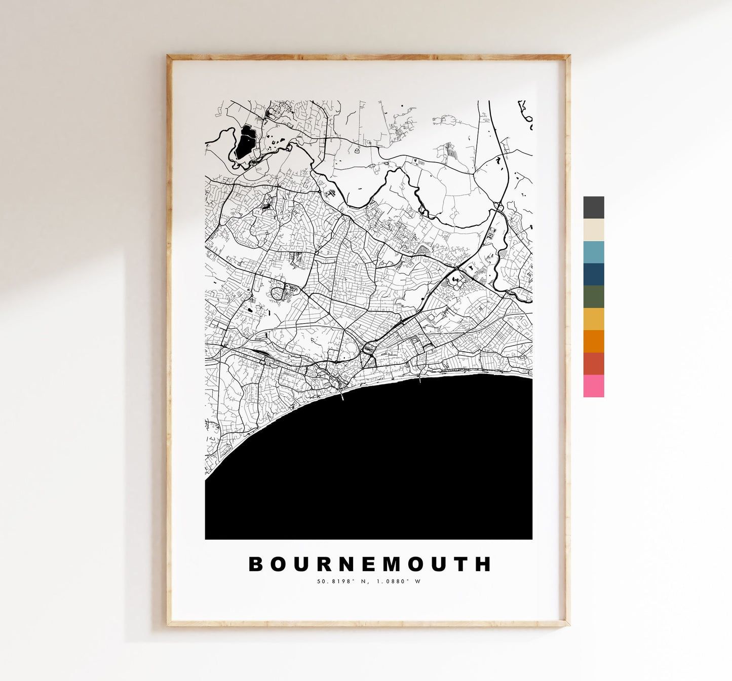 Bournemouth Map Print - Minimalist City Map Poster - Map Art - UK - Bournemouth Print - Bournemouth Poster - Different Colours Available