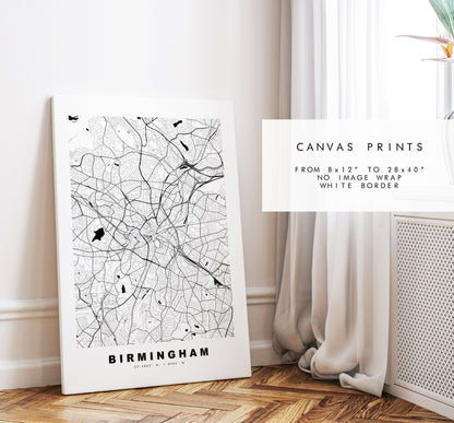 Birmingham Map Print - Minimalist City Map Poster - Map Art - UK - Birmingham Print - Birmingham Poster - Different Colours Available