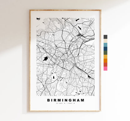 Birmingham Map Print - Minimalist City Map Poster - Map Art - UK - Birmingham Print - Birmingham Poster - Different Colours Available