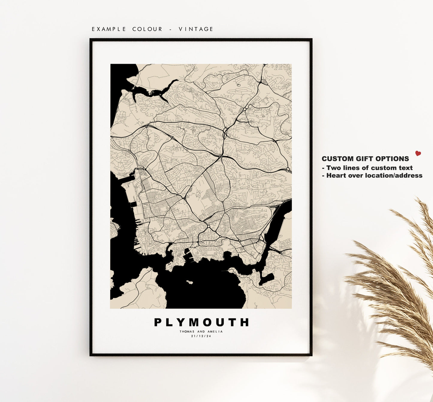 Plymouth Map Print - Minimalist City Map Poster - Map Art - UK - Plymouth Print - Plymouth Poster - Different Colours Available