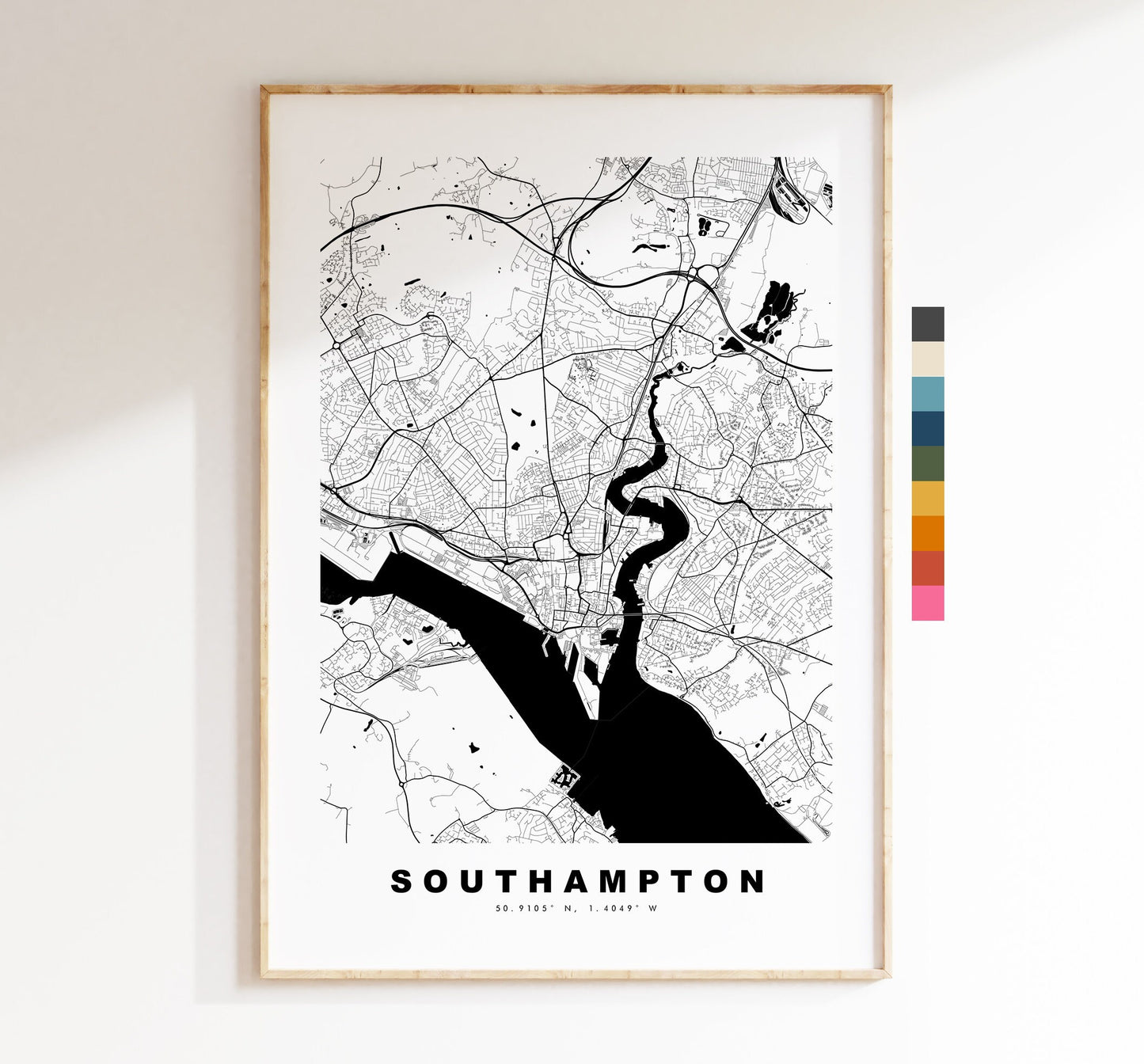 Southampton Map Print - Minimalist City Map Poster - Map Art - UK - Southampton Print - Southampton Poster - Different Colours Available