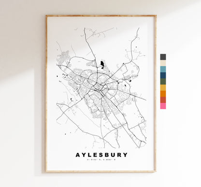 Aylesbury Map Print - Minimalist City Map Poster - Map Wall Art - UK - Aylesbury Print - Aylesbury Poster - Different Colours Available