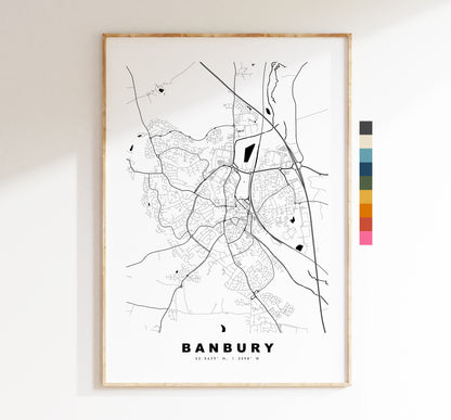 Banbury Map Print - Minimalist City Map Poster - Map Wall Art - UK - Banbury Print - Banbury Poster - Different Colours Available