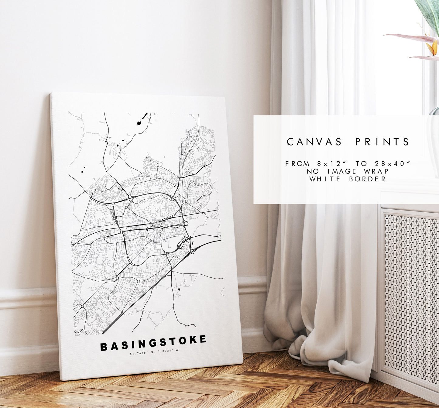 Basingstoke Map Print - Minimalist City Map Poster - Map Art - UK - Basingstoke Print - Basingstoke Poster - Different Colours Available