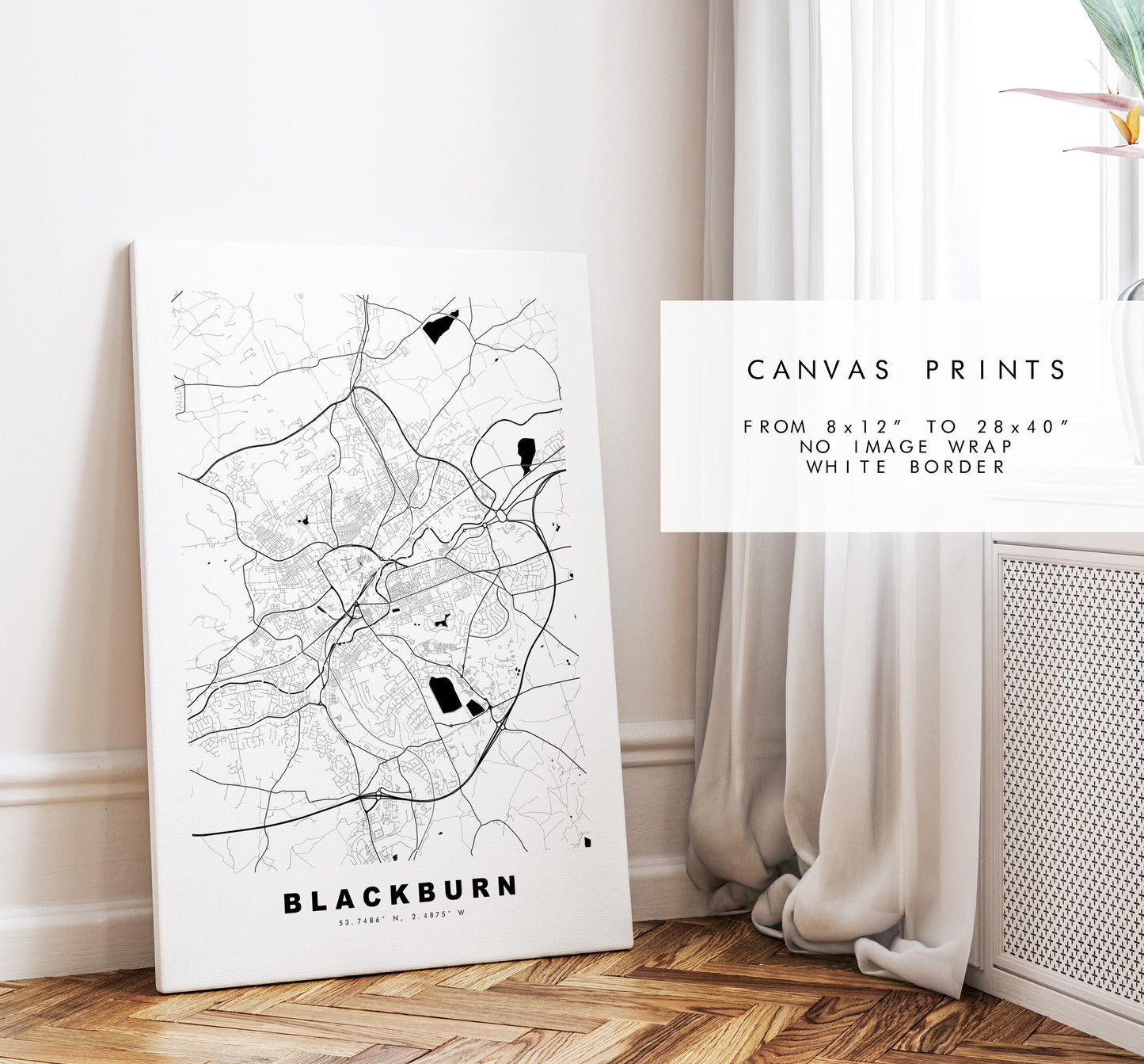 Blackburn Map Print - Minimalist City Map Poster - Map Wall Art - UK - Blackburn Print - Blackburn Poster - Different Colours Available