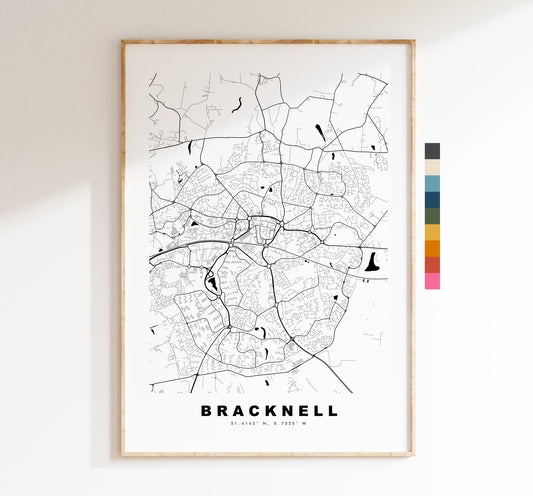 Bracknell Map Print - Minimalist City Map Poster - Map Wall Art - UK - Bracknell Print - Bracknell Poster - Different Colours Available