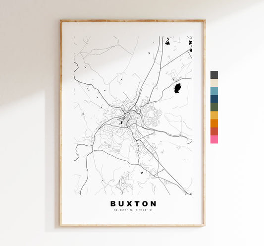 Buxton Map Print - Minimalist City Map Poster - Map Wall Art - UK - Buxton Print - Buxton Poster - Different Colours Available