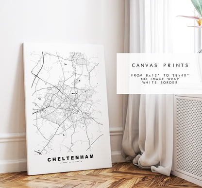 Cheltenham Map Print - Minimalist City Map Poster - Map Wall Art - UK - Cheltenham Print - Cheltenham Poster - Different Colours Available