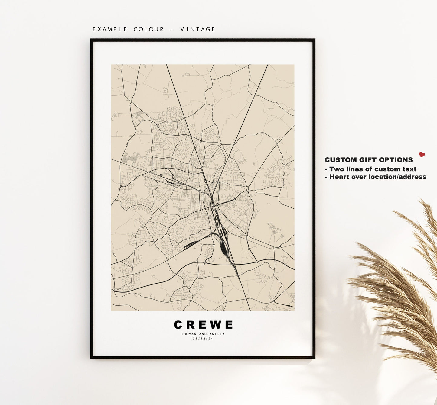 Crewe Map Print - Minimalist City Map Poster - Map Wall Art - UK - Crewe Print - Crewe Poster - Different Colours Available