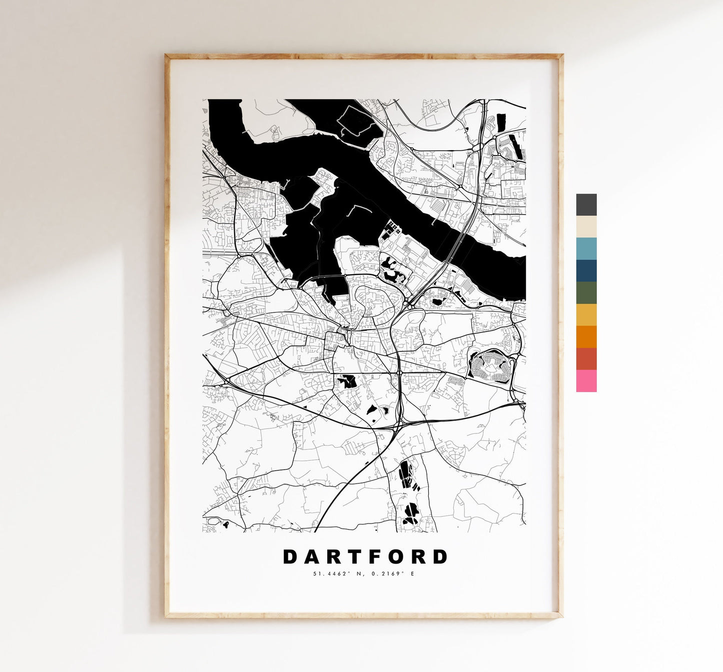 Dartford Map Print - Minimalist City Map Poster - Map Wall Art - UK - Dartford Print - Dartford Poster - Different Colours Available