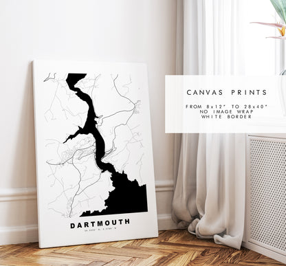 Dartmouth Map Print - Minimalist City Map Poster - Map Wall Art - UK - Dartmouth Print - Dartmouth Poster - Different Colours Available