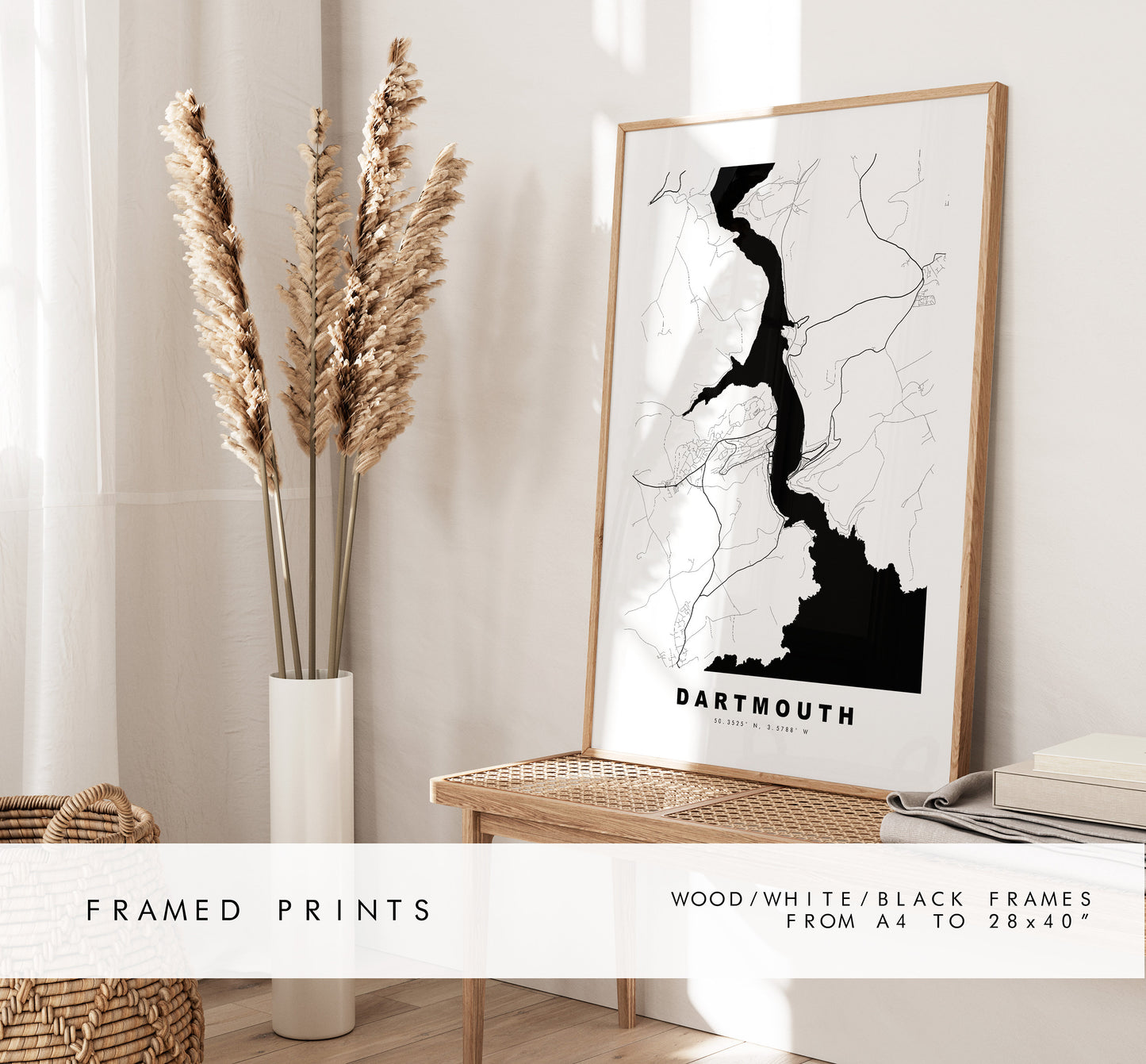 Dartmouth Map Print - Minimalist City Map Poster - Map Wall Art - UK - Dartmouth Print - Dartmouth Poster - Different Colours Available