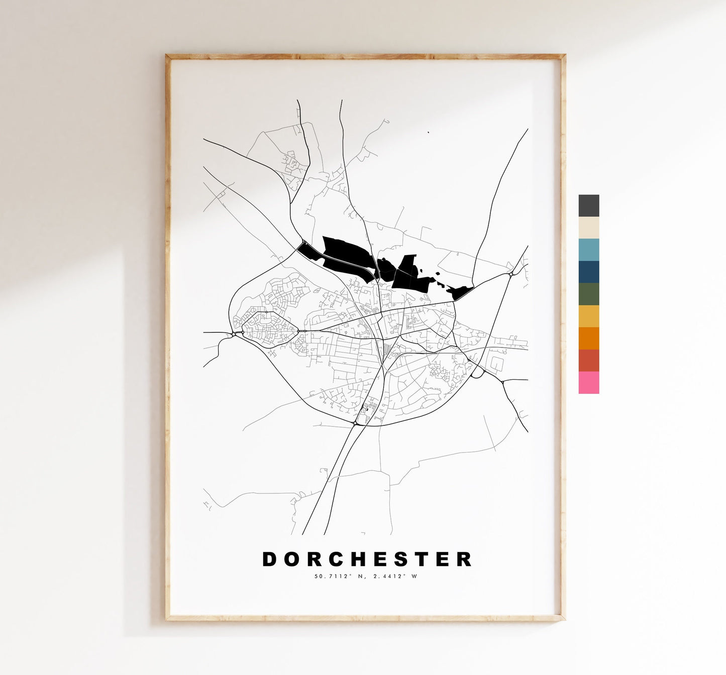 Dorchester Map Print - Minimalist City Map Poster - Map Wall Art - UK - Dorchester Print - Dorchester Poster - Different Colours Available