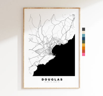 Douglas Map Print - Minimalist City Map Poster - Map Wall Art - Jersey - Douglas Print - Douglas Poster - Different Colours Available