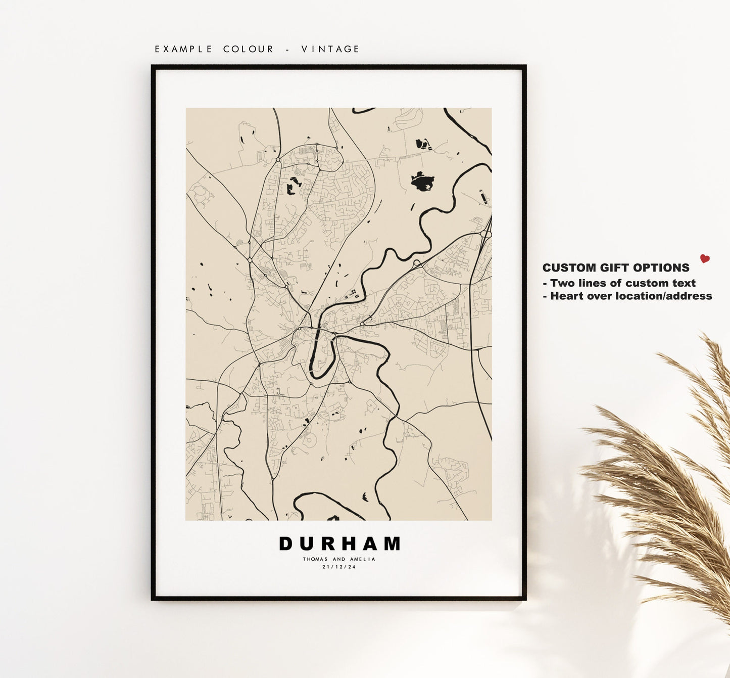 Durham Map Print - Minimalist City Map Poster - Map Wall Art - UK - Durham Print - Durham Poster - Different Colours Available