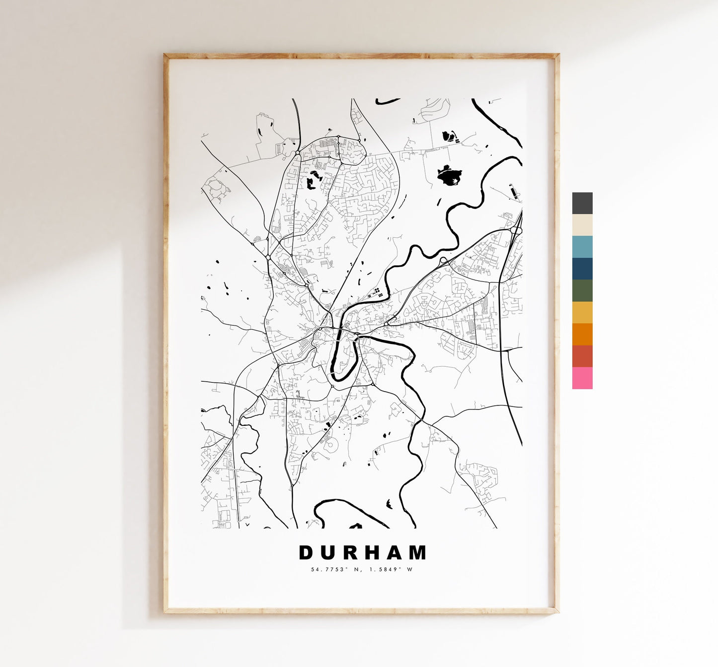 Durham Map Print - Minimalist City Map Poster - Map Wall Art - UK - Durham Print - Durham Poster - Different Colours Available