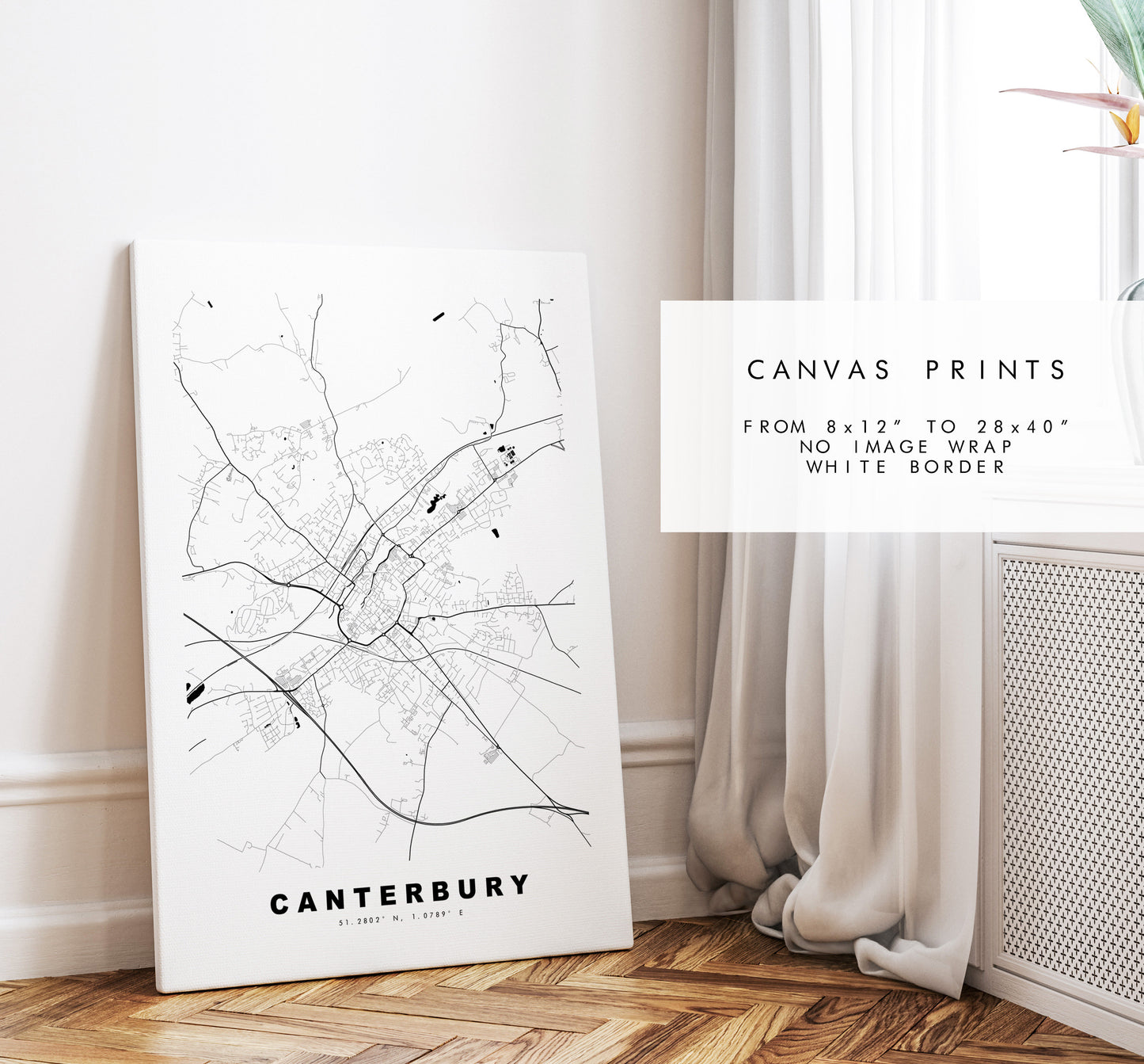 Canterbury Map Print - Minimalist City Map Poster - Map Wall Art - UK - Canterbury Print - Canterbury Poster - Different Colours Available