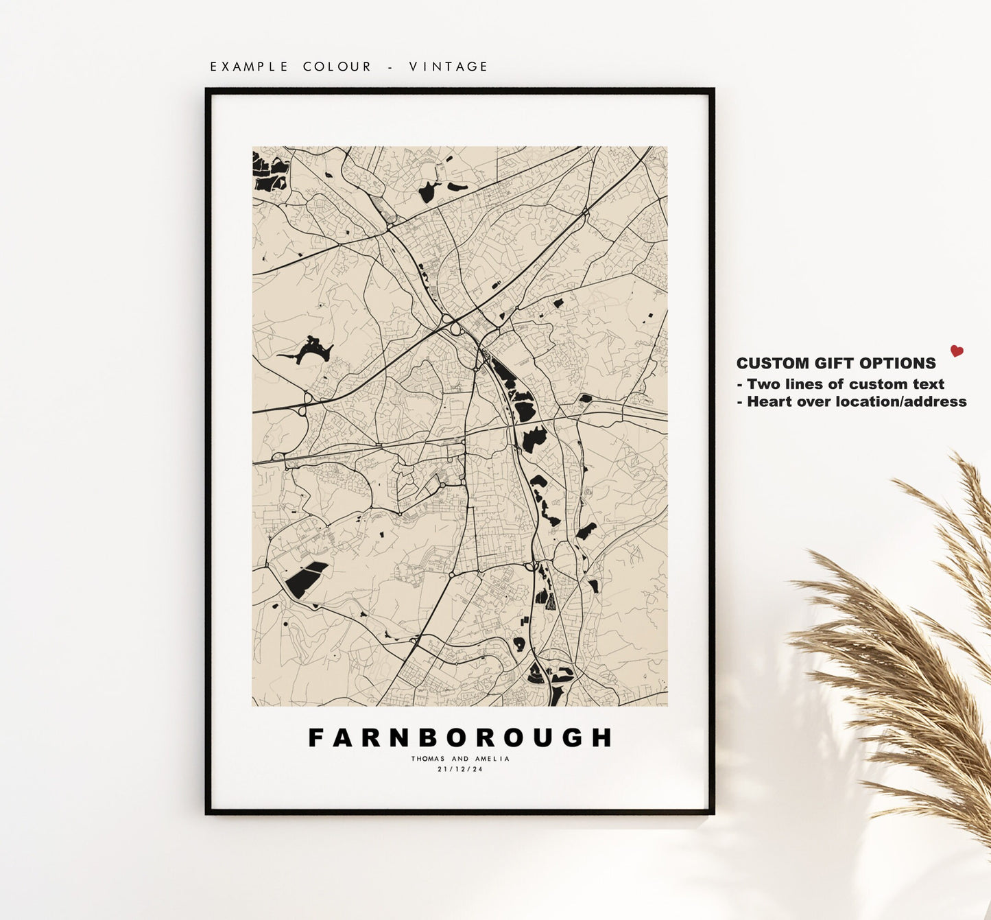 Farnborough Map Print - Minimalist City Map Poster - Map Art - UK - Farnborough Print - Farnborough Poster - Different Colours Available