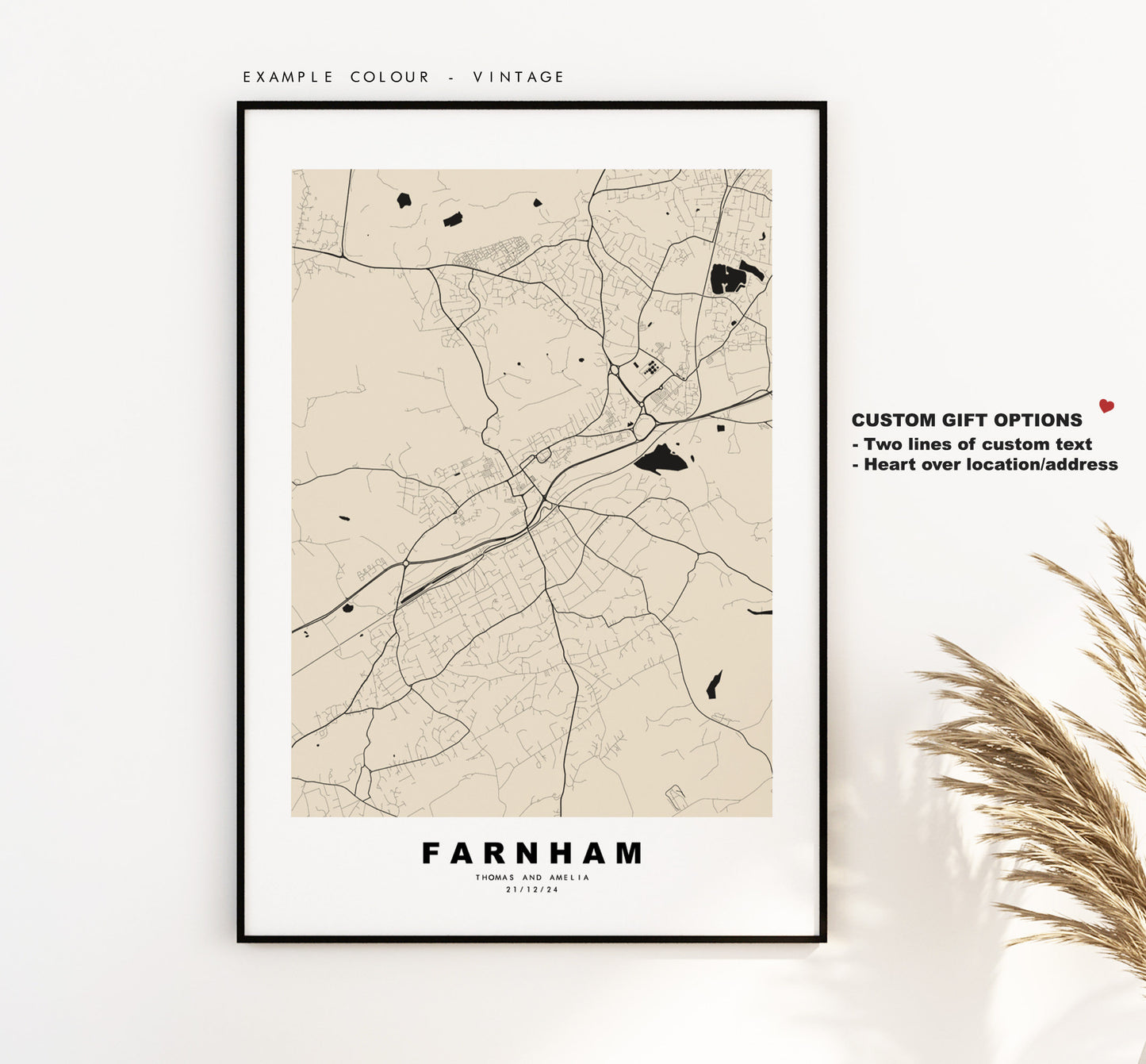 Farnham Map Print - Minimalist City Map Poster - Map Wall Art - UK - Farnham Print - Farnham Poster - Different Colours Available