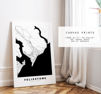 Felixstowe Map Print - Minimalist City Map Poster - Map Wall Art - UK - Felixstowe Print - Felixstowe Poster - Different Colours Available