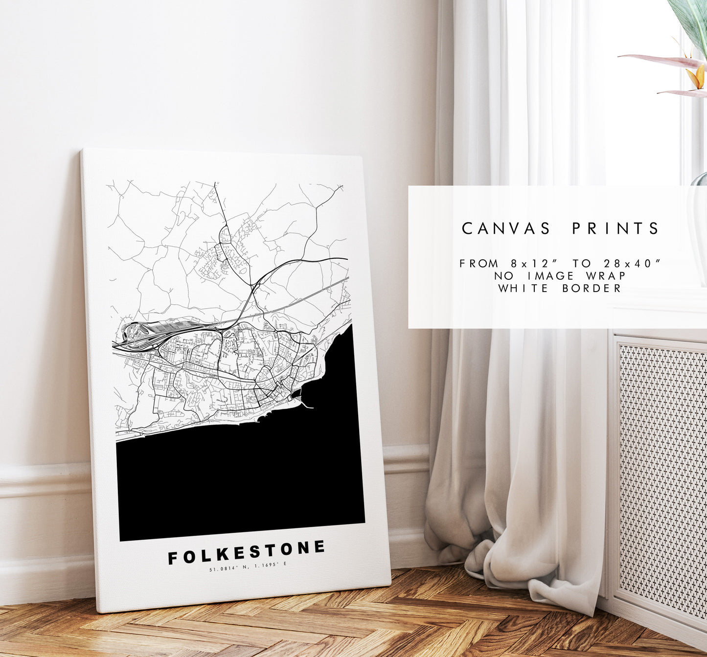 Folkestone Map Print - Minimalist City Map Poster - Map Wall Art - UK - Folkestone Print - Folkestone Poster - Different Colours Available