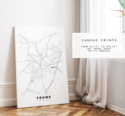 Frome Map Print - Minimalist City Map Poster - Map Wall Art - UK - Frome Print - Frome Poster - Different Colours Available