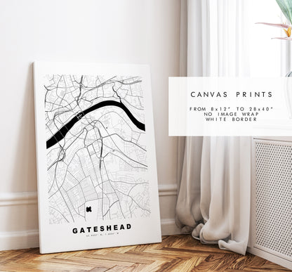 Gateshead Map Print - Minimalist City Map Poster - Map Wall Art - UK - Gateshead Print - Gateshead Poster - Different Colours Available