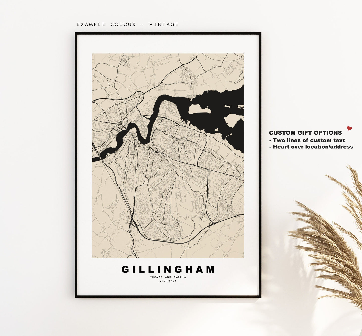 Gillingham Map Print - Minimalist City Map Poster - Map Wall Art - UK - Gillingham Print - Gillingham Poster - Different Colours Available