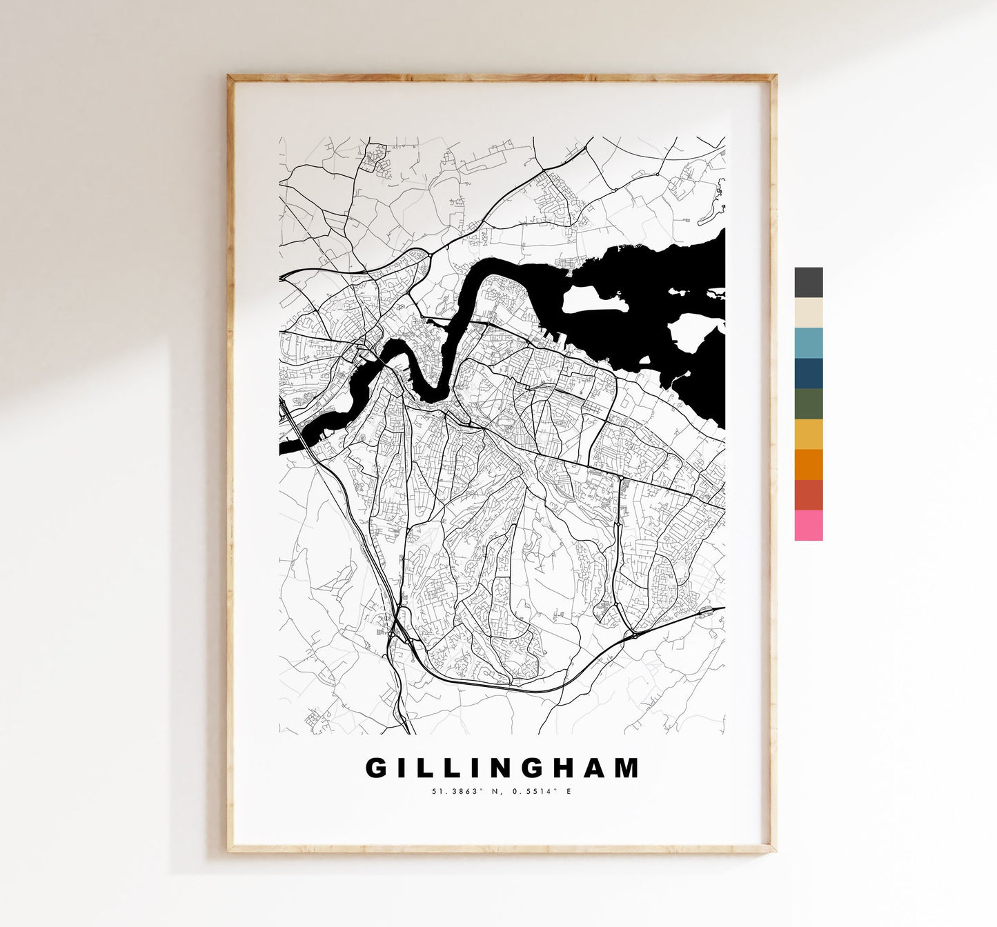 Gillingham Map Print - Minimalist City Map Poster - Map Wall Art - UK - Gillingham Print - Gillingham Poster - Different Colours Available