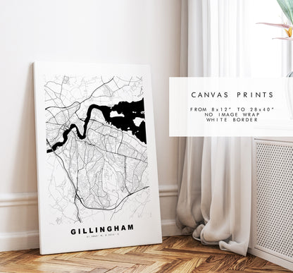 Gillingham Map Print - Minimalist City Map Poster - Map Wall Art - UK - Gillingham Print - Gillingham Poster - Different Colours Available