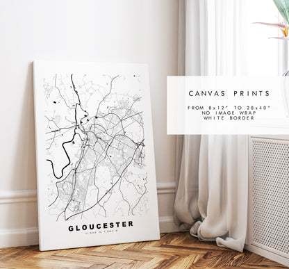 Gloucester Map Print - Minimalist City Map Poster - Map Wall Art - UK - Gloucester Print - Gloucester Poster - Different Colours Available