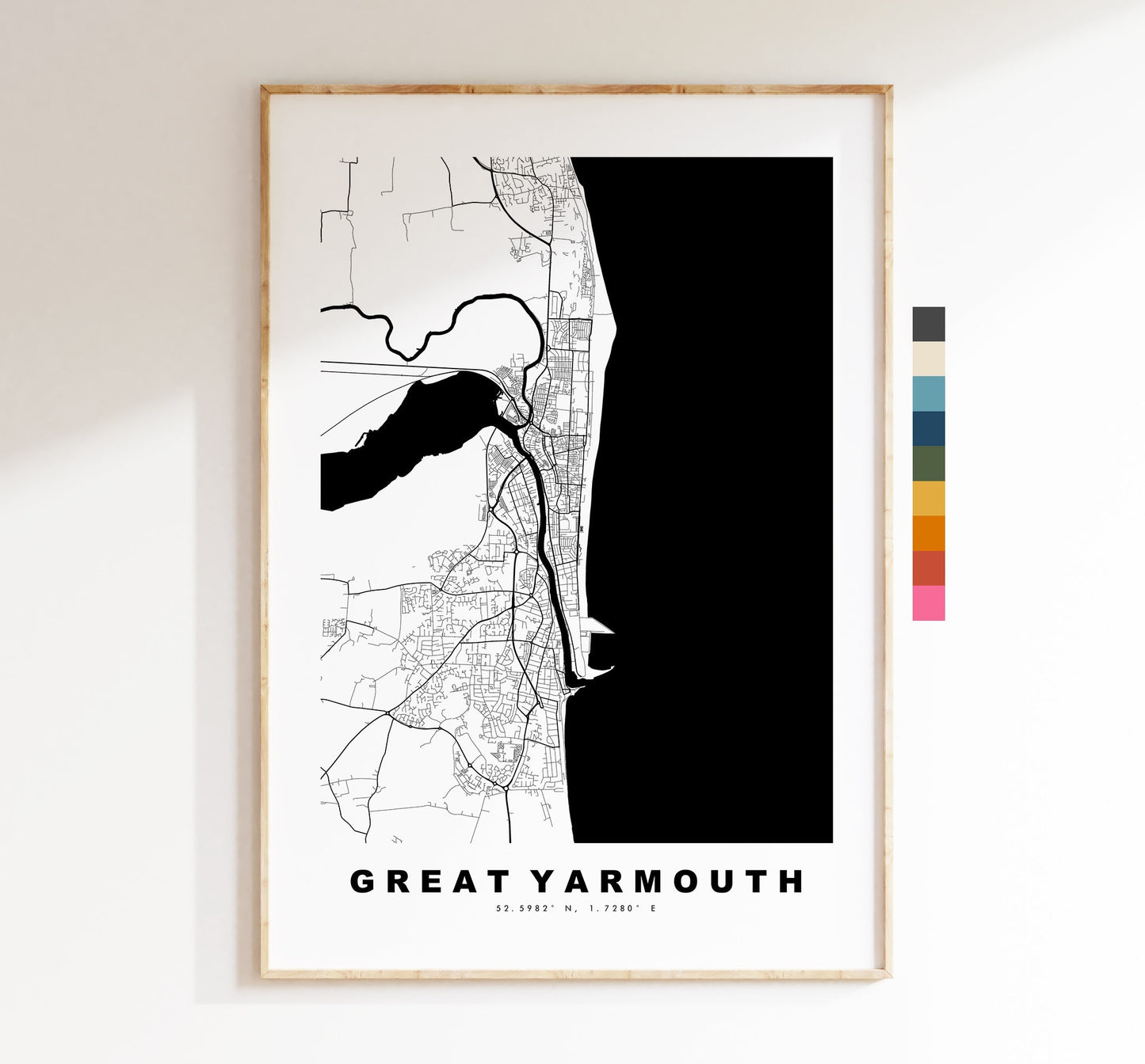 Great Yarmouth Map Print - Minimalist City Map Poster - Map Wall Art - UK - Print - Great Yarmouth Poster - Different Colours Available