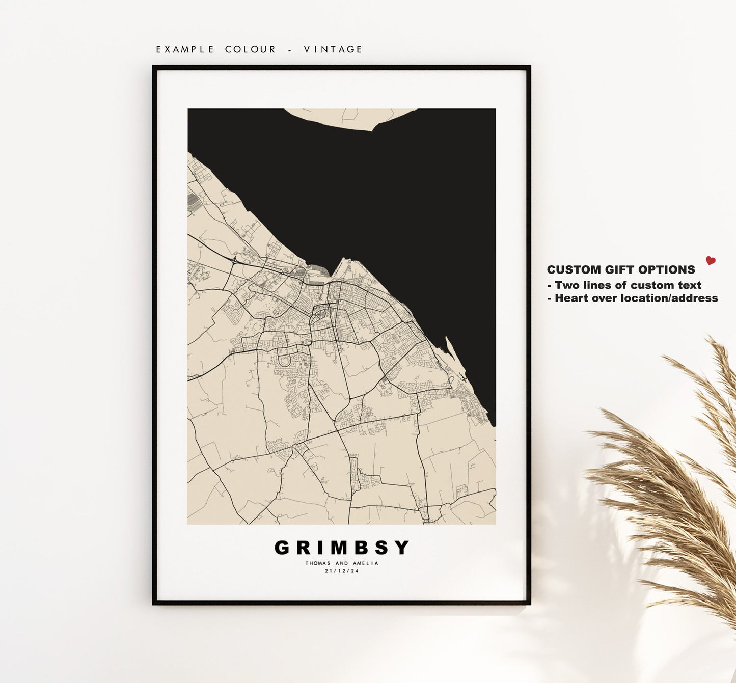 Grimsby Map Print - Minimalist City Map Poster - Map Wall Art - UK - Grimsby Print - Grimsby Poster - Different Colours Available