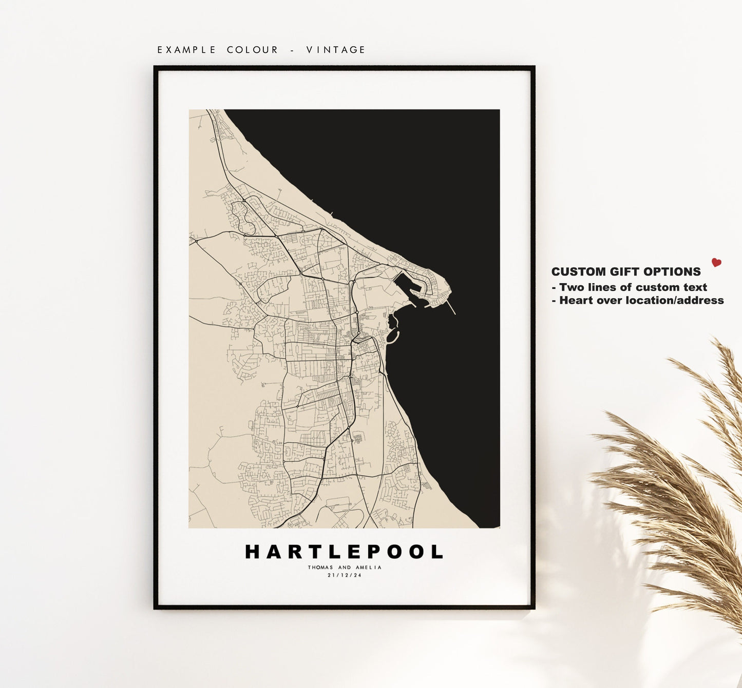 Hartlepool Map Print - Minimalist City Map Poster - Map Wall Art - UK - Hartlepool Print - Hartlepool Poster - Different Colours Available