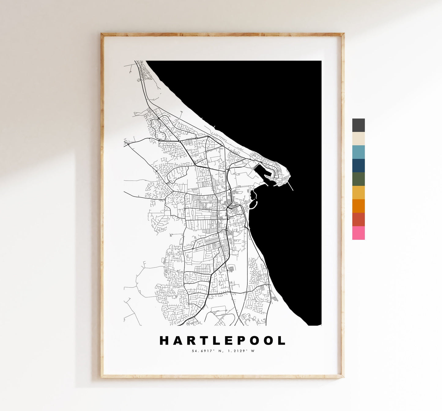 Hartlepool Map Print - Minimalist City Map Poster - Map Wall Art - UK - Hartlepool Print - Hartlepool Poster - Different Colours Available