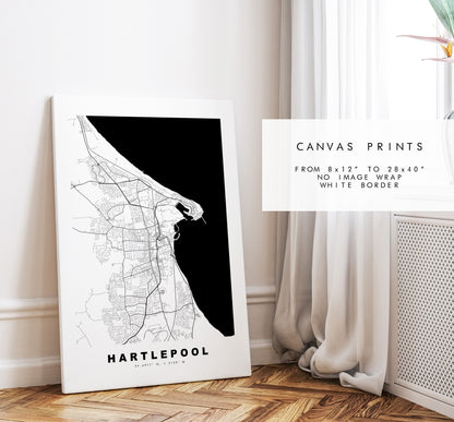 Hartlepool Map Print - Minimalist City Map Poster - Map Wall Art - UK - Hartlepool Print - Hartlepool Poster - Different Colours Available