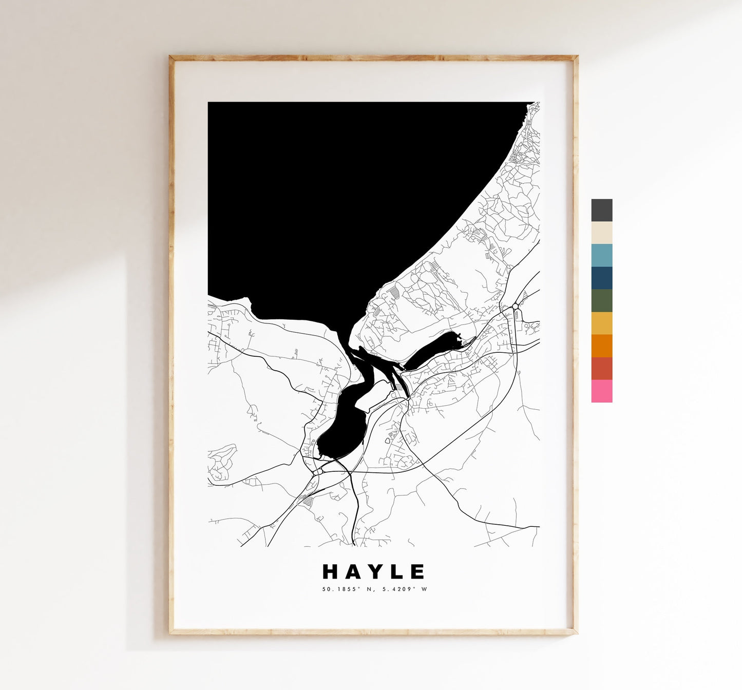 Hayle Map Print - Minimalist City Map Poster - Map Wall Art - UK - Cornwall - Hayle Print - Hayle Poster - Different Colours Available