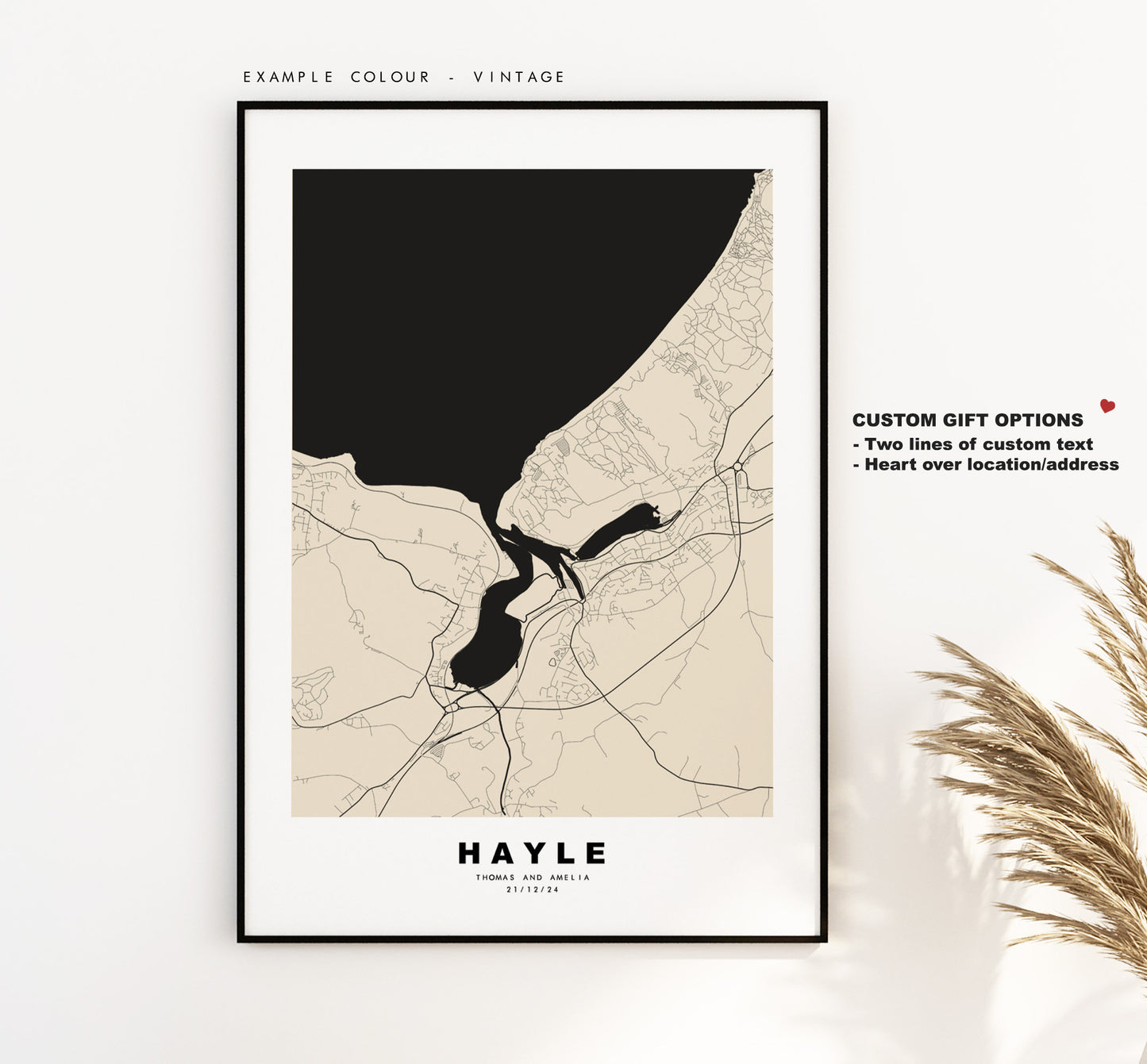 Hayle Map Print - Minimalist City Map Poster - Map Wall Art - UK - Cornwall - Hayle Print - Hayle Poster - Different Colours Available