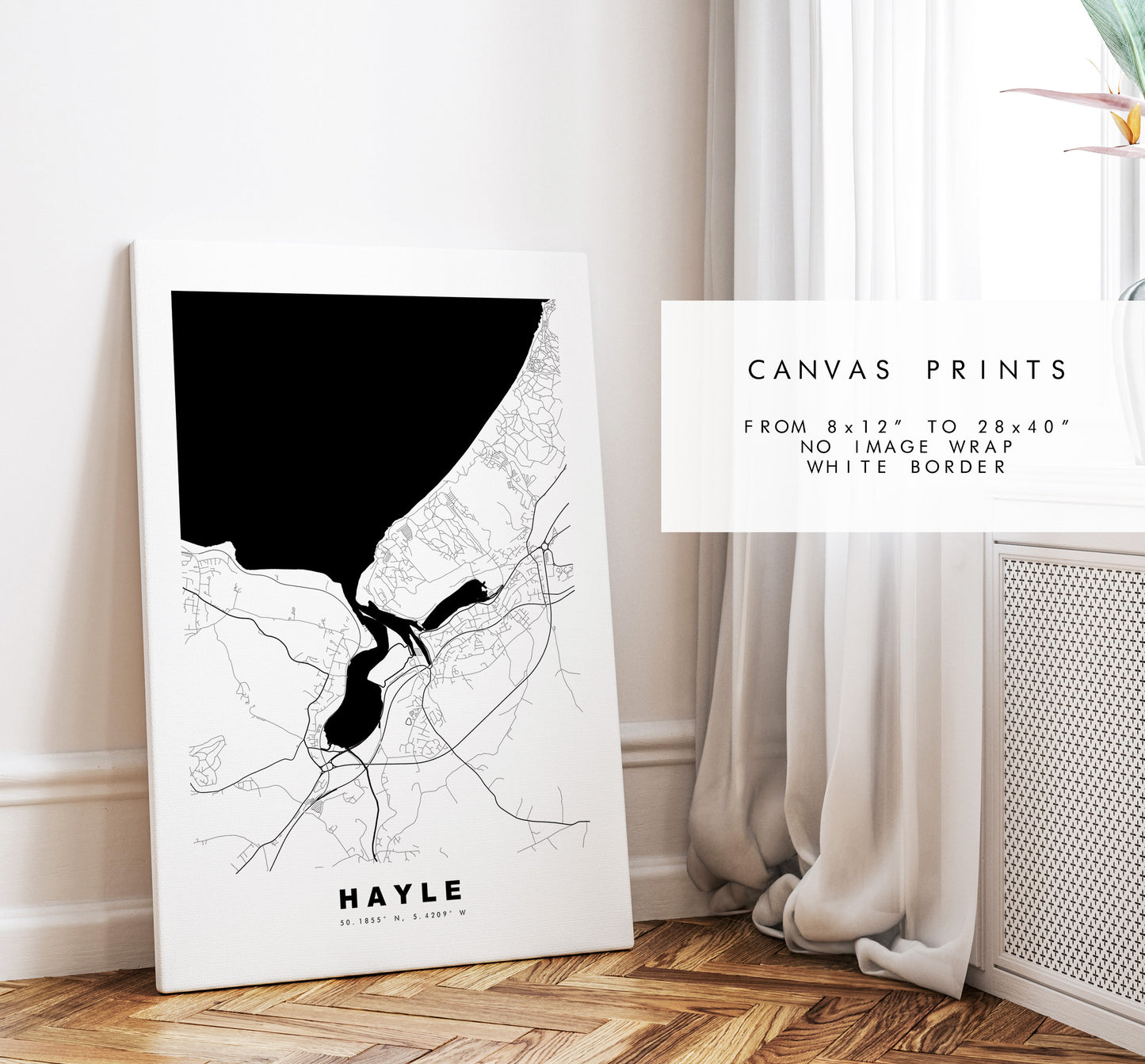 Hayle Map Print - Minimalist City Map Poster - Map Wall Art - UK - Cornwall - Hayle Print - Hayle Poster - Different Colours Available