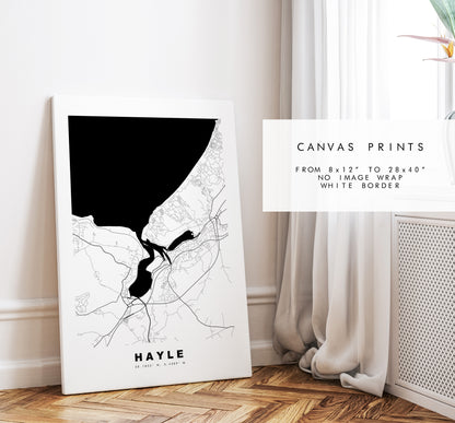 Hayle Map Print - Minimalist City Map Poster - Map Wall Art - UK - Cornwall - Hayle Print - Hayle Poster - Different Colours Available