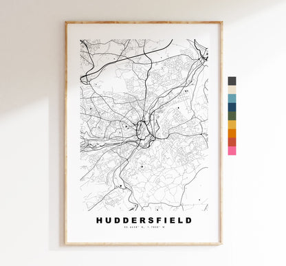 Huddersfield Map Print - Minimalist City Map Poster - Map Art - UK - Huddersfield Print - Huddersfield Poster - Different Colours Available