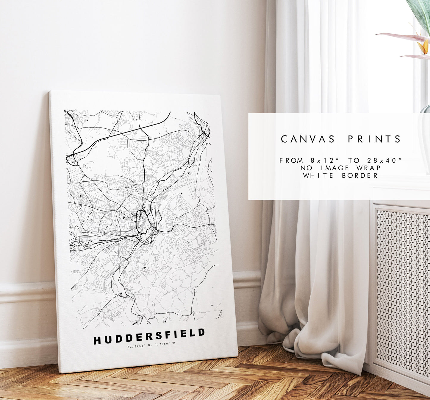 Huddersfield Map Print - Minimalist City Map Poster - Map Art - UK - Huddersfield Print - Huddersfield Poster - Different Colours Available