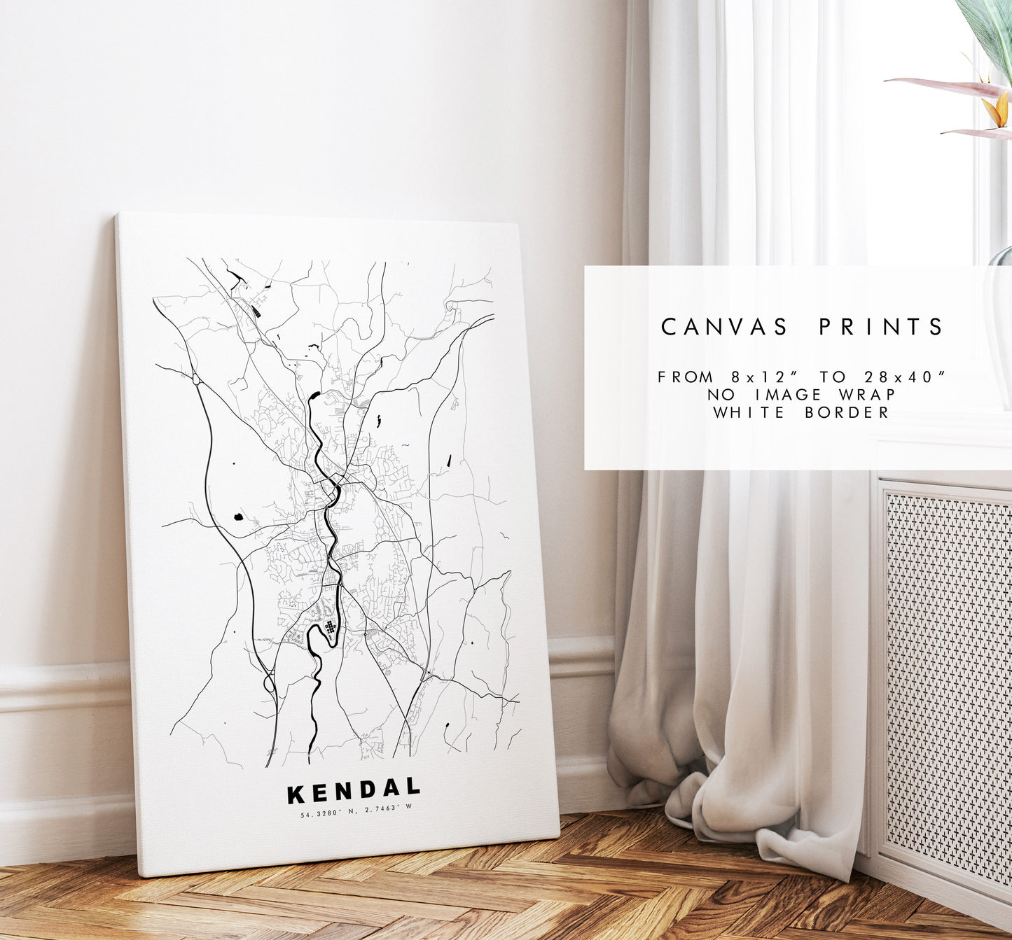 Kendal Map Print - Minimalist City Map Poster - Map Wall Art - UK - Kendal Print - Kendal Poster - Different Colours Available